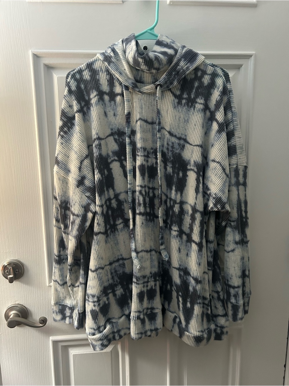 Tie-Dye Ribbed Turtleneck Hoodie Sweater
